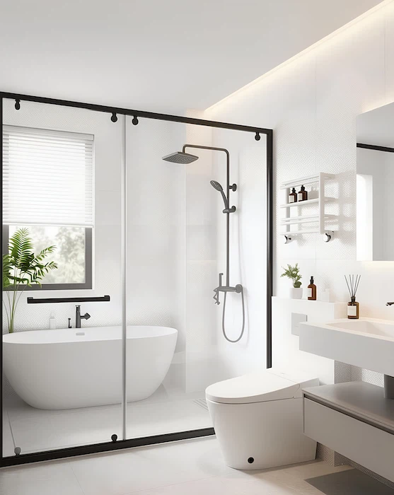 Баня с бял PVC панел